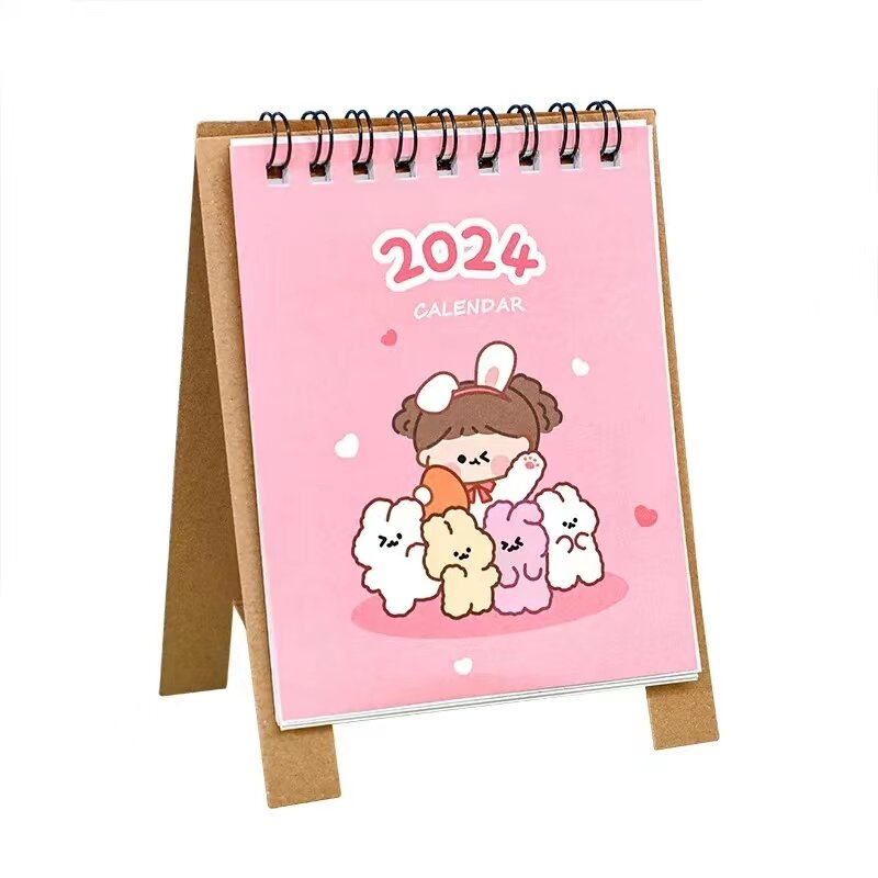 Календарь 2024, простой Настольный Новый мини-календарь с милыми животными, настольный календарь для записей, календарь для книг, офисные и школьные принадлежности
