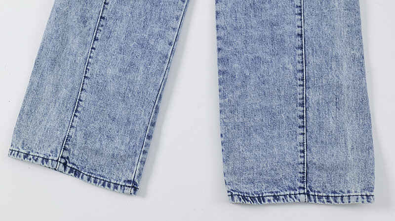 Jeans de carga hip-hop masculino com bolsos múltiplos, calças jeans soltas, botões retrô azul lavados, moda vintage, Y2K