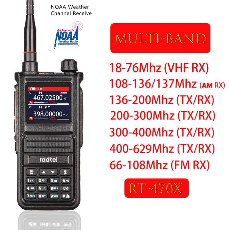 Radtel RT-470X วิทยุสื่อสาร256CH สองทางวิทยุการบิน NOAA ตัวรับส่งสัญญาณทางทะเลตำรวจ PTT