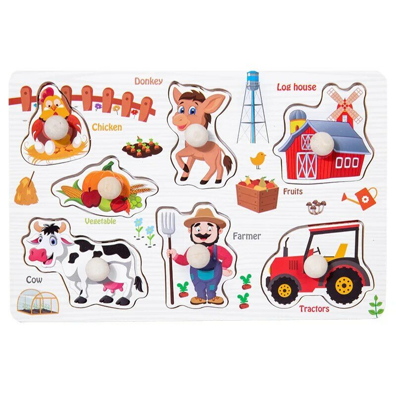 Kinder Holz puzzle Montessori Spielzeug für Baby 1 bis 2 3 Jahre alte Kinder Hand Grab Board pädagogisches Lernen passende Spiele