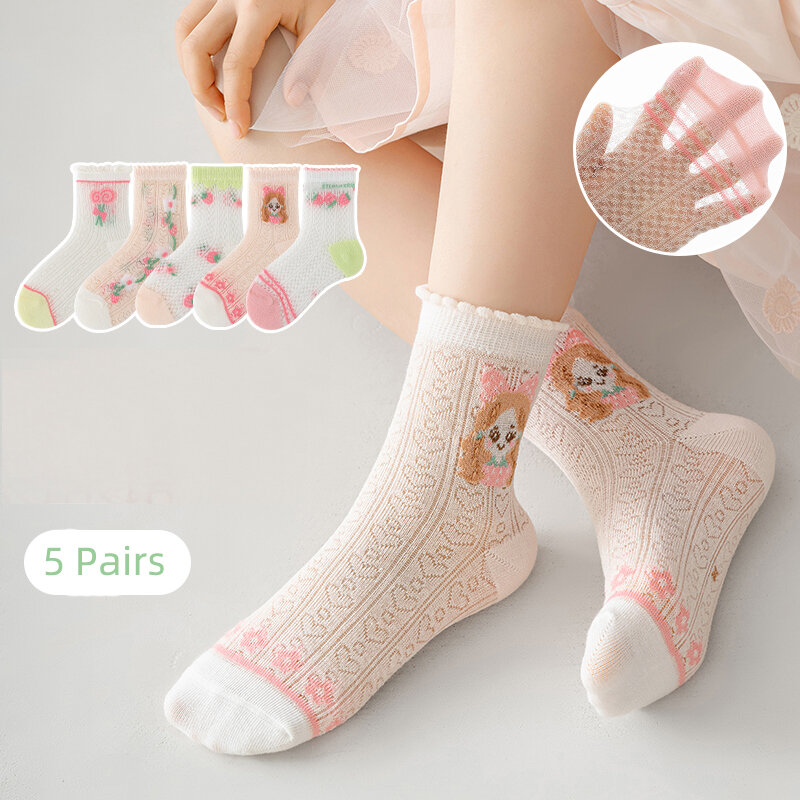 Kaus kaki anak perempuan musim panas Ultra tipis lucu anak-anak kaus kaki setengah tabung bayi perempuan bernapas kaus kaki lembut umur 1-12 tahun