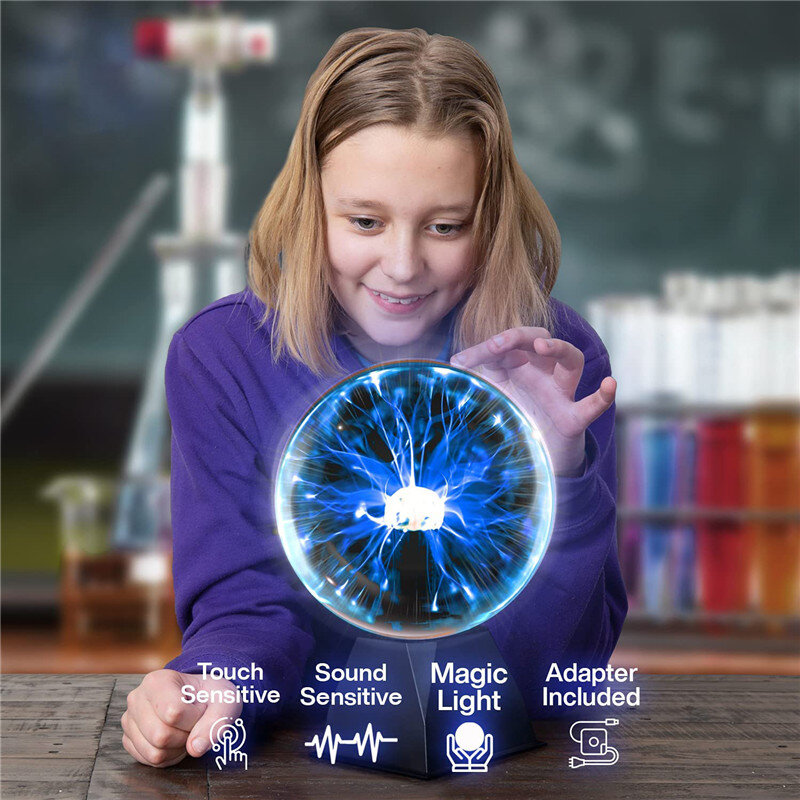 Plasma Ball Touch Lamp para Crianças, Novidade Magic Crystal, LED Night Light, Controle de Voz, Aniversário e Presente de Natal, Decoração Iluminação, 3 ", 6", 8"