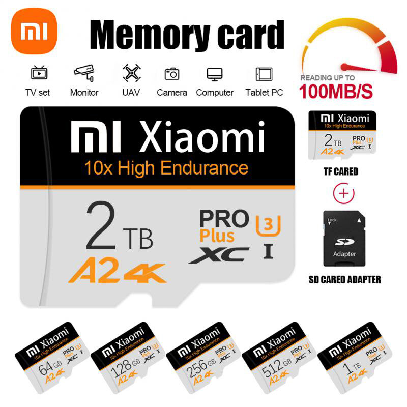 Xiaomi kartu memori, kartu SD C10 kecepatan tinggi 2TB 1TB, 128GB 256GB 512GB U3 A2, kartu memori Flash 128GB, mikro Tarjeta Sd untuk ponsel