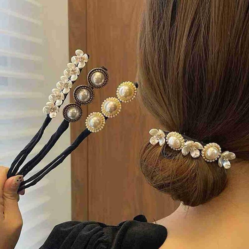 Elegant Pearl Flower Bun Maker Korean Lazy Hair Curlers Styling Accessories Hairpin Hair Braiding Braider Hairgrip Styling Tools