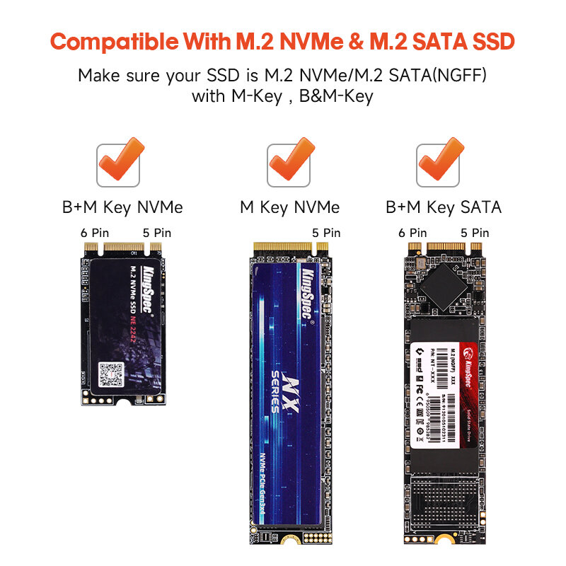 M2 SSD Case NVME SATA Dual Protocol,Adaptateur de boîtier de disque SSD pour NVcloser, boîtier de disque SSD, répartiteur USB C, protocole de touristes SATA, concentrateur M.2 vers USB de type C, PCIE, NGFF