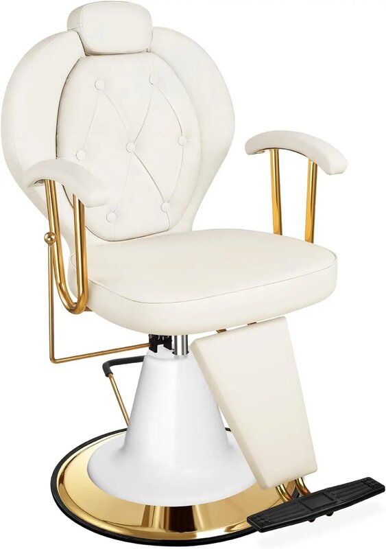 Baasha Reclining Salon Chair for Hair Stylist, All-Purpose Hair Chair with Heavy-Duty Hydraulic Pump, 360°Swivel Styling Chair