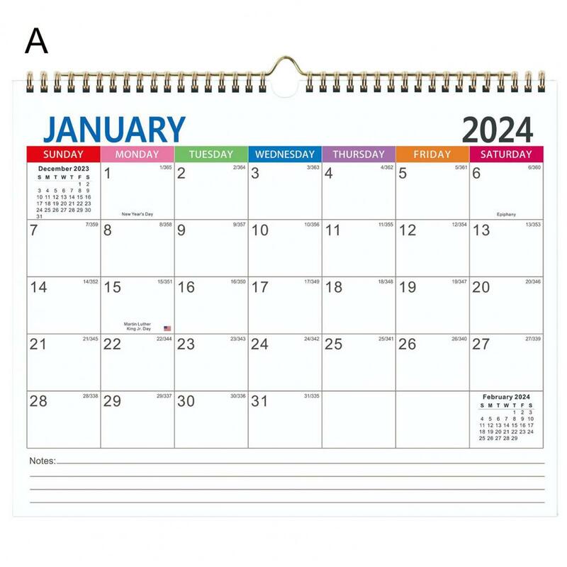 Calendario di capodanno 2024-2025 calendario da parete pianificatore di gestione del tempo inglese per l'organizzatore mensile della scuola dell'ufficio domestico con 18