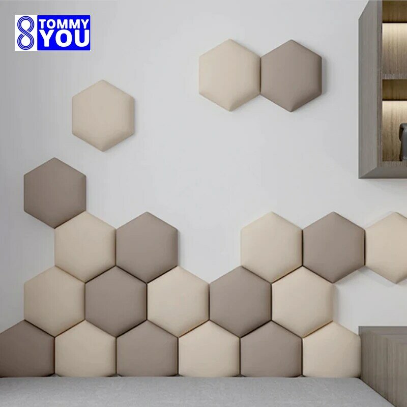 Auto-adesivo Hexagonal Bed Head Board, saco macio, Anti Knock, Tatami parede ao redor do fundo, cabeceira do quarto
