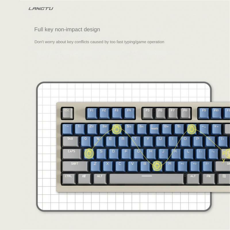 RYRA LT84 Keyboard mekanis, papan ketik Gaming berkabel Backlit RGB penuh tanpa benturan 84 tombol