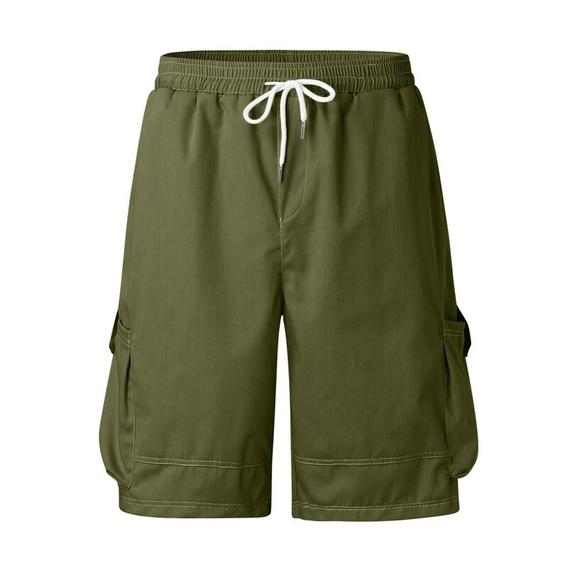2024 Men'S Summer Cargo Shorts Casual Classic Multi-Pocket Cargo Shorts Men'S Fashion Solid Color High-Quality Cotton Short Wear