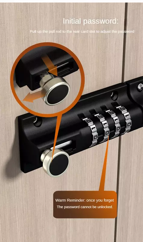 Kunci kode pintu kayu Zinc-alloy bolt latch pengaman kombinasi gembok digital perangkat keras