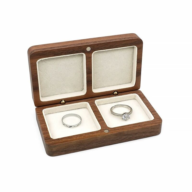 Wooden Jewelry Storage Box Soft Lining Exquisite Wedding Ring Box Portable Convenient Earring Rings Storage Box Travel