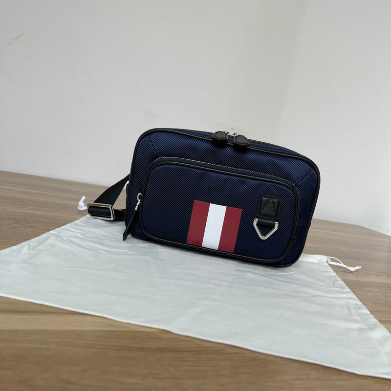 Luxury B Brand Handbag Male Casual Stripe Color Contrast Large Capacity Fashion Square Business Mobile Phone Wrist Bag