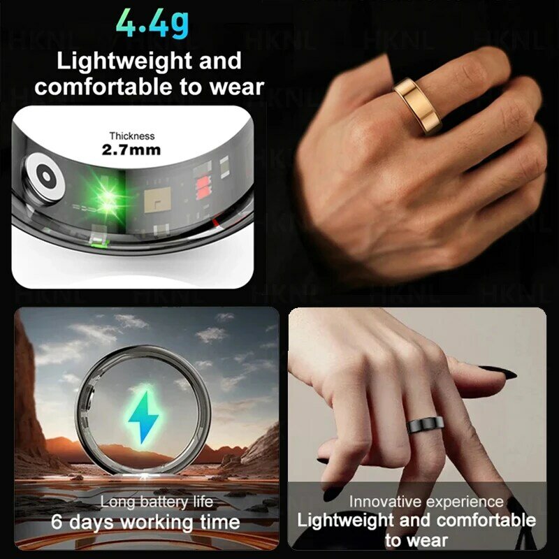 Nuovo Smart Ring uomo donna frequenza cardiaca ossigeno nel sangue monitoraggio della salute del sonno attività Fitness IP68 impermeabile Sport Tracker Finger Ring