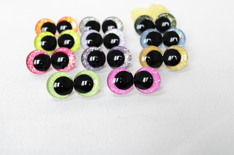 3D Soft Glitter Toy Eyes com arruela dura, 12mm, 14mm, 16mm, 18mm, 20mm, 25mm, 30mm, Safety Doll, C11, novo, 10 pares
