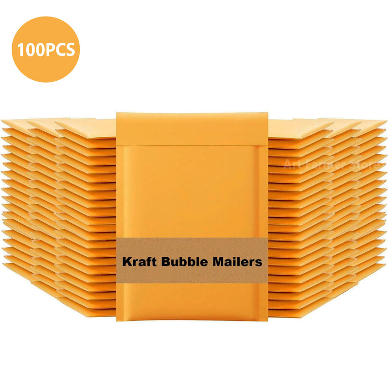 100 buah tas pengiriman untuk kemasan kertas Kraft segel sendiri tas kemasan amplop gelembung perlengkapan bisnis kecil surat pengiriman
