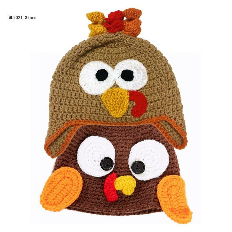 Unisex escuela divertida lana lindo niños sombrero Halloween Acción Gracias pollo