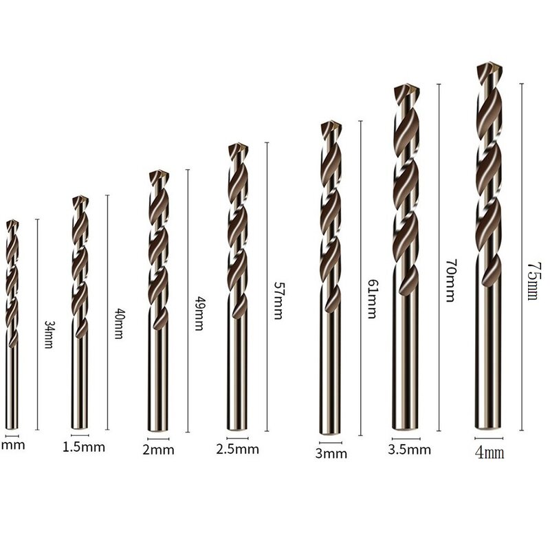 Набор спиральных Сверл из быстрорежущей стали с кобальтовым покрытием, 1-4 мм, 5 шт.