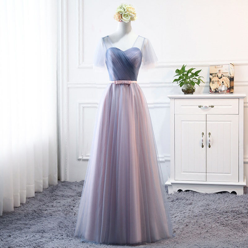 Gaun Maxi pesta pengiring pengantin wanita, gaun peri balutan seksi Musim Panas 2024 panjang sifon elegan