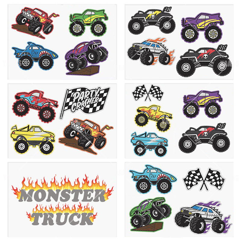 Race Car Tattoo Stickers Children's Cartoon Cognitive Toys Disposable Temporary Tattoo Paper Transportation Stickers