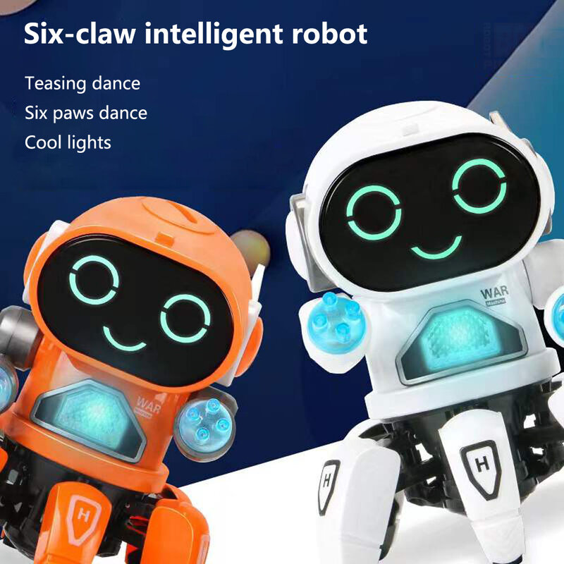 Dance Robot elektryczny zwierzak zabawka muzyczna 6 pazurów ośmiornica Robot pająk zabawki interaktywne edukacyjna na prezent dla dzieci