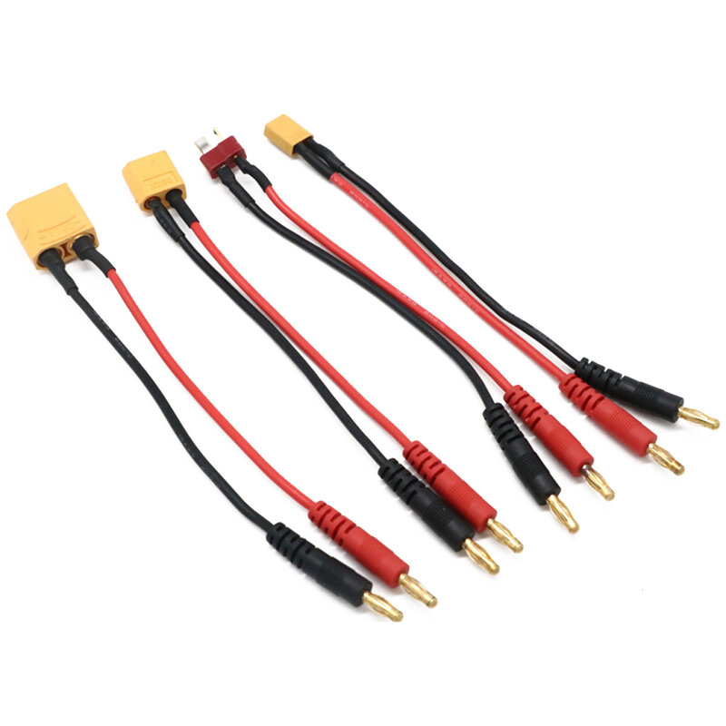 1pcs Battery Charger Cable 4.0mm Banana Male Connector To XT90/ XT60/ XT30/ T Plug 14AWG Silicone Cable 20CM For RC Lipo Battery