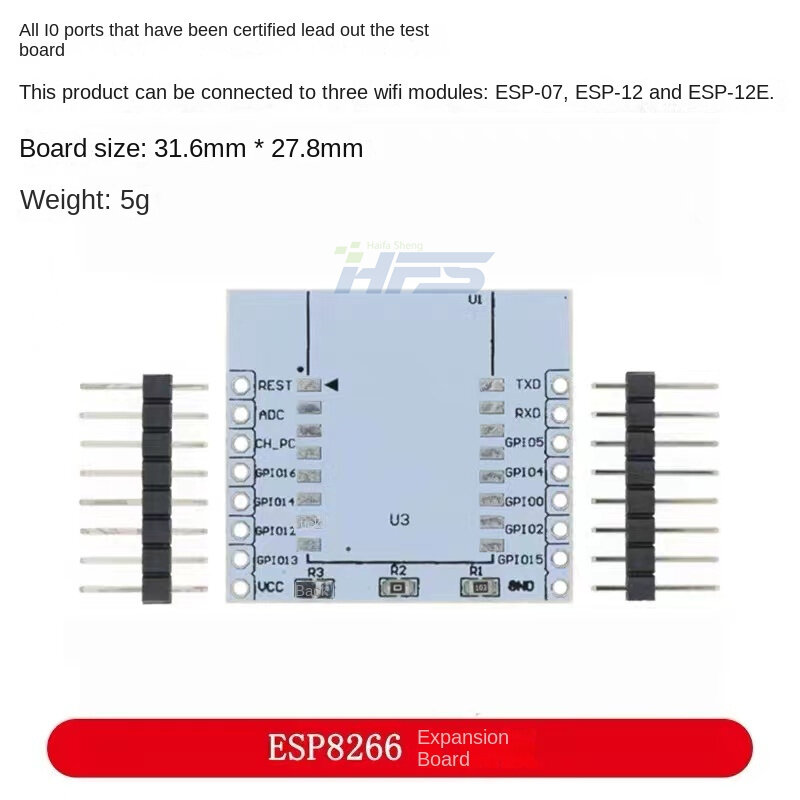 Placa adaptadora de módulo WIFI serie ESP8266, se aplica a ESP-07, ESP-08, ESP-12E, 10 Uds./lote