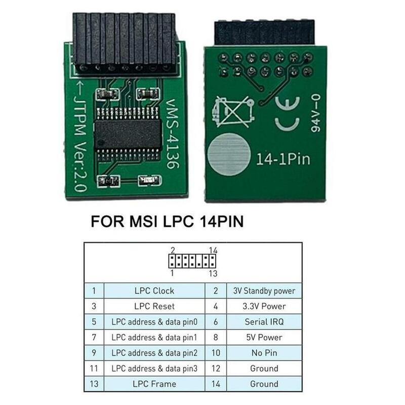 Módulo de seguridad de cifrado TPM 2,0, tarjeta remota compatible con versión 2,0, 12, 14, 18, 20-1 Pines, compatible con placa base multimarca