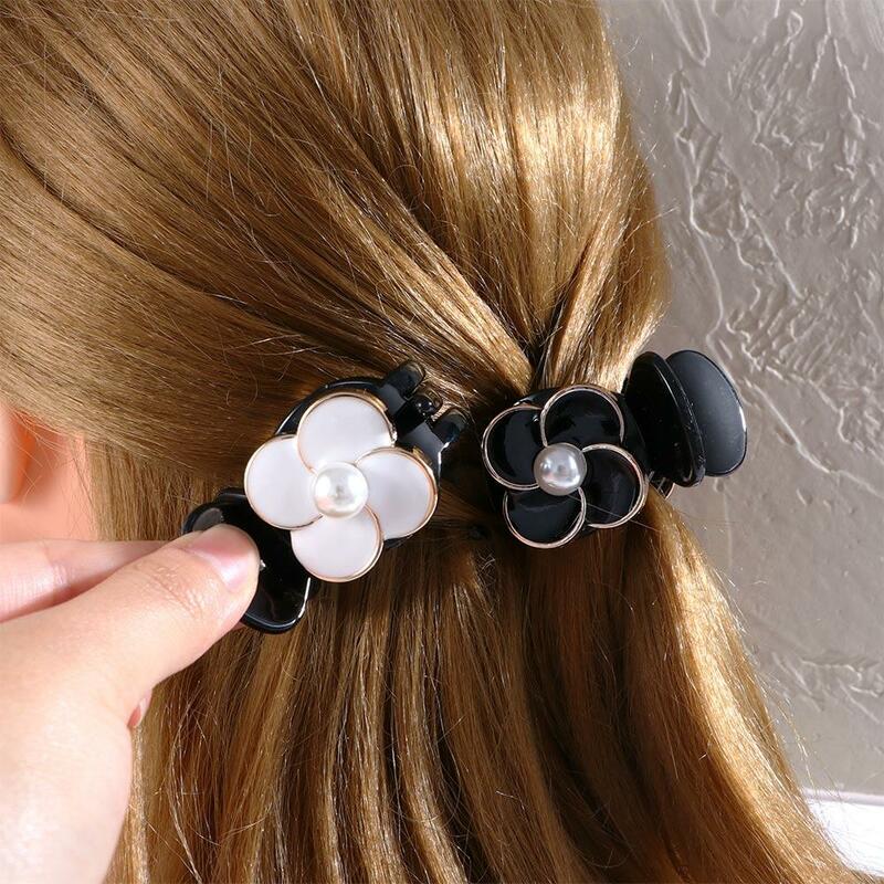 Retro Cute Bangs Clip Resin Head Wear Temperament Camellia Flower Hairpin Solid Colors Women Hair Accessories Small Grip Clips