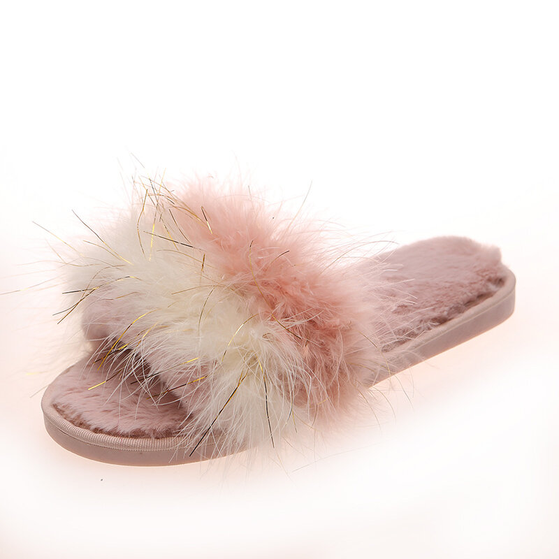 Wiosenne damskie zimowe domowe futrzane kapcie antypoślizgowe Casual mieszkania wewnętrzne buty podłogowe damskie klapki japonki ciepłe buty jednolite kolory