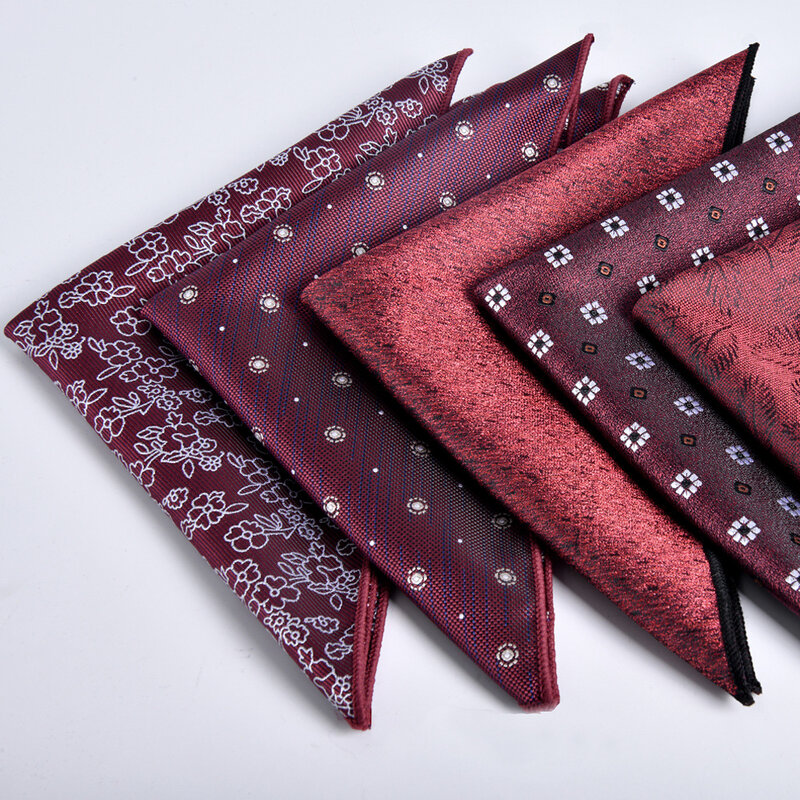 New 23*23CM Handkerchief For Men Wine Red Pocket Square Luxury Men'S Gift Business Suit