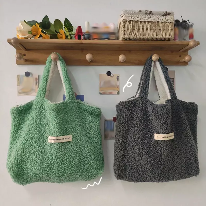 TOUB038 Shoulder Bag Female Plush Student Bookbags Two Side Available Design Fashion Women Shopping Bag