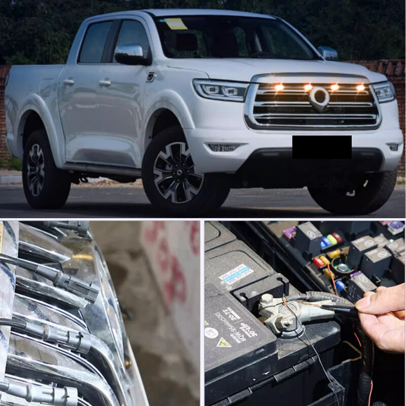 Per GWM Great Wall Cannon GWM Poer Ute 2019-2023 Car Front Center Grille Yellow LED Light Refitting Decor Lamp Night Warning