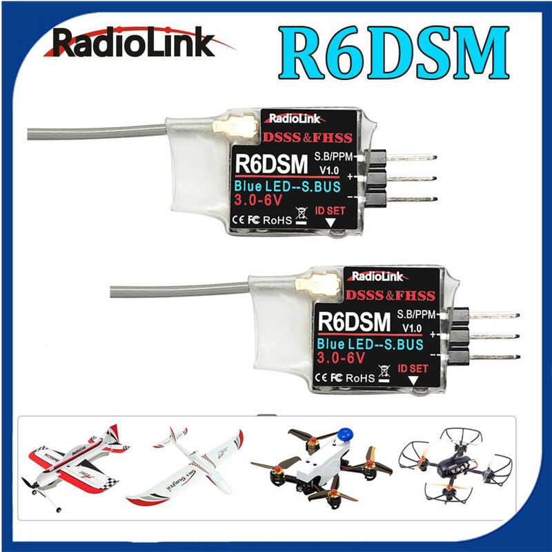 Radiolink R6DSM 2.4G 10CH ricevitore trasmettitore RC Mini Size SBUS/PWM adatto per droni da corsa compatibile per AT9S/AT10/AT10II