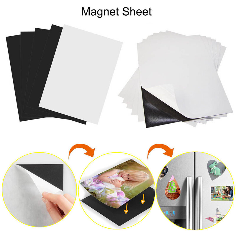 Folha de ímã a4 0.75/1mm esteira magnética autoadesiva para geladeira foto corte morrer diy artesanato decoração para casa acessórios