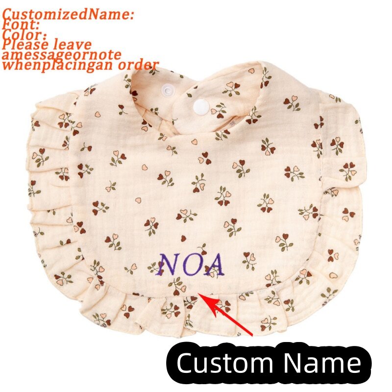 Feeding Baby Bib With Embroidered Name Fashion Cotton Burp Cloth Baby Shower Gift Appease Towel