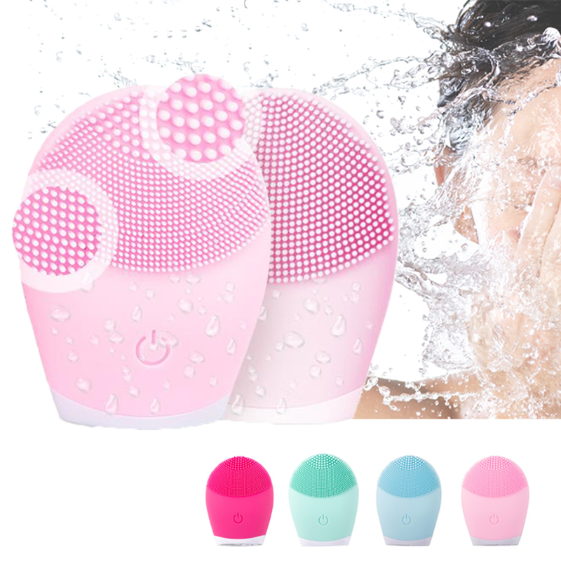 Silicone escova de limpeza facial rosto elétrico dispositivo limpo facial massager da pele mais limpo sonic vibração profunda poros escova de limpeza
