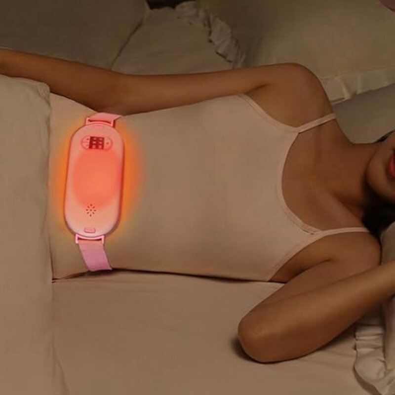 Coussin chauffant portable en tissu pour l'estomac et le dos, 3 modes de massage par chaleur et 3 vibrations
