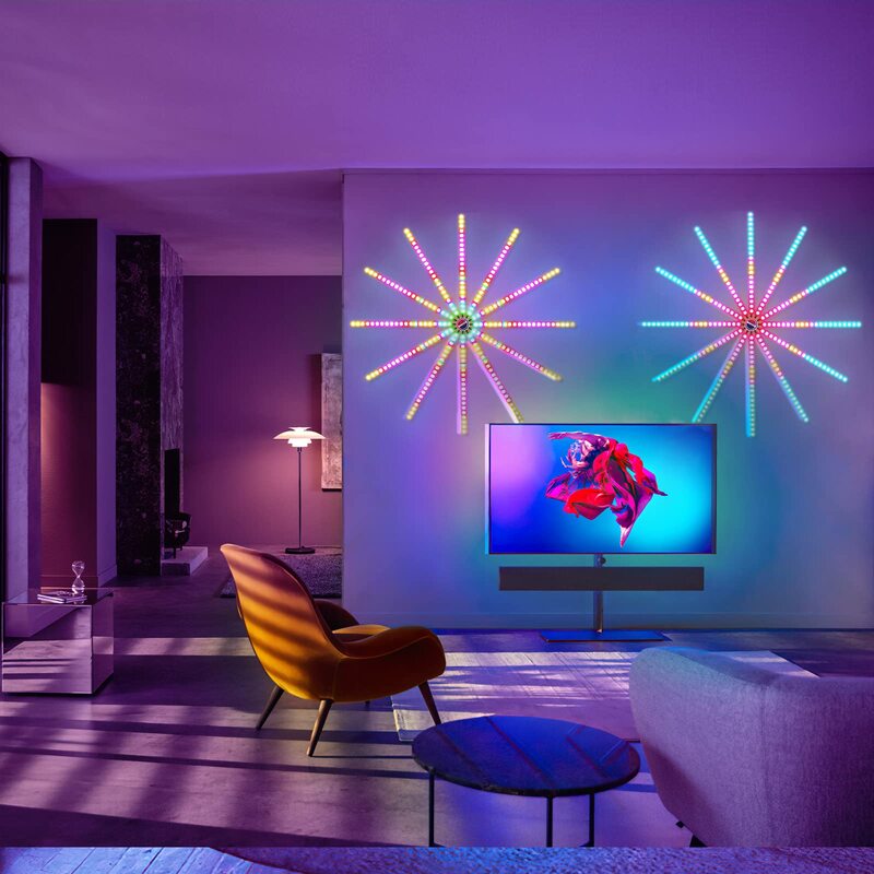Lampu Led berubah warna RGB dalam ruangan lampu kembang api pintar untuk kamar tidur, pesta, Natal
