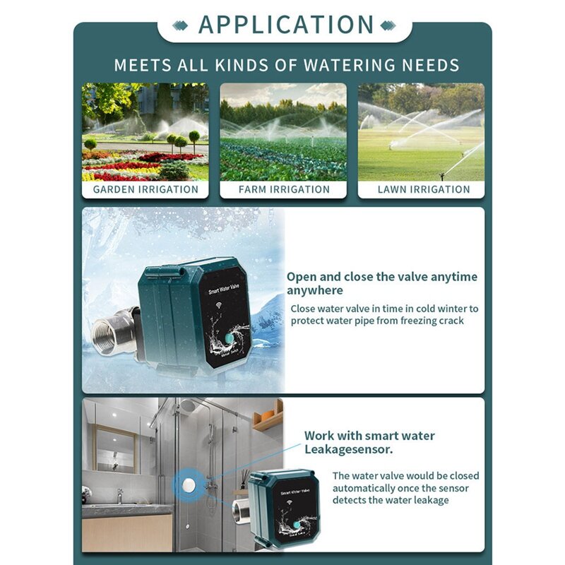 Tuya Smart Zigbee Electric Motorized Ball Water Valve Stainless Steel Garden Irrigation Remote Control For Alexa