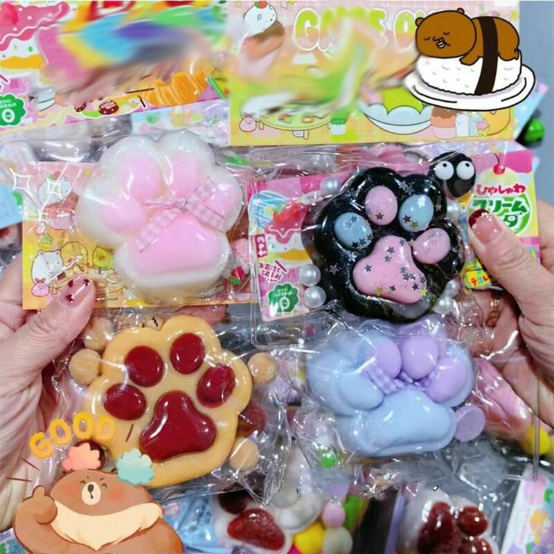 Pelúcia Cat Paw Squeeze Toy para crianças, Silicone TPR Cartoon Fidget Toy, Brinquedo Sensorial 3D, Pinch Decompression Doll, Tricky Doll