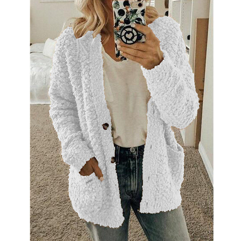Abrigo informal de lana para mujer, chaqueta holgada de Color liso con botones, novedad de otoño e invierno, 2023