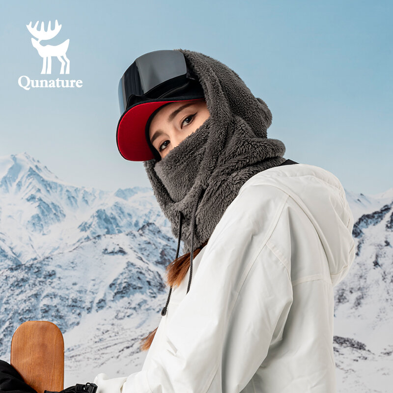Qunature-pasamontañas de cara completa, máscara de esquí, capucha gruesa, Polar térmico, protección para el cuello, polaina de invierno, mantiene el calor, bufanda de Snowboard