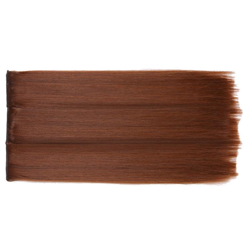 55cm proste włosy trzyczęściowa peruka zestaw długie włosy peruka dla kobiet Cosplay naturalne włosy odporne na ciepło jasnobrązowy