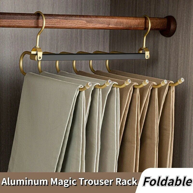 Multifunktions-Kleiderbügel für magische Hosen, drehbarer, zusammen klappbarer Hosen bügel aus Aluminium legierung, rutsch fester 6-in-1-Träger für den Wohnheim