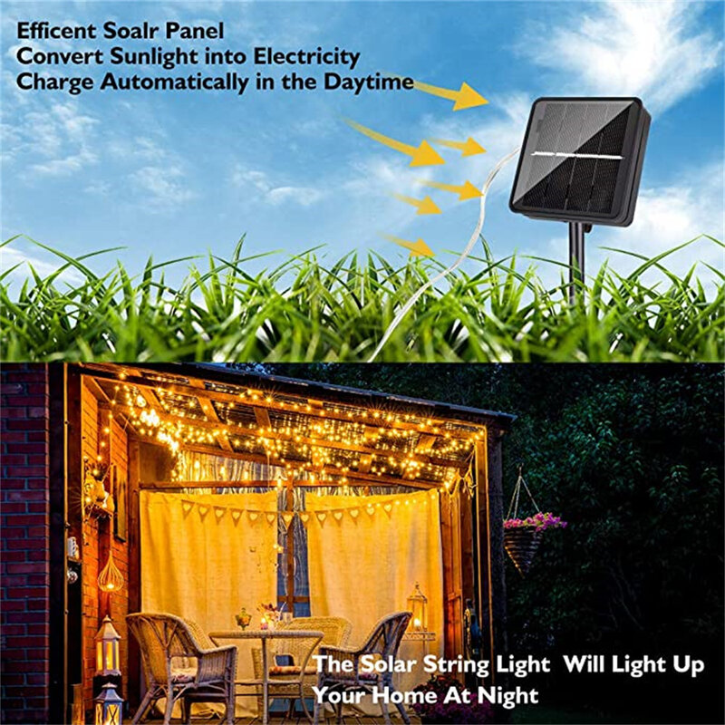 Diy 20M/10M Solar Led Light Outdoor Festoen Led Lamp Solar Tuin Licht Buiten Waterdicht Fairy Slinger String Kerstverlichting