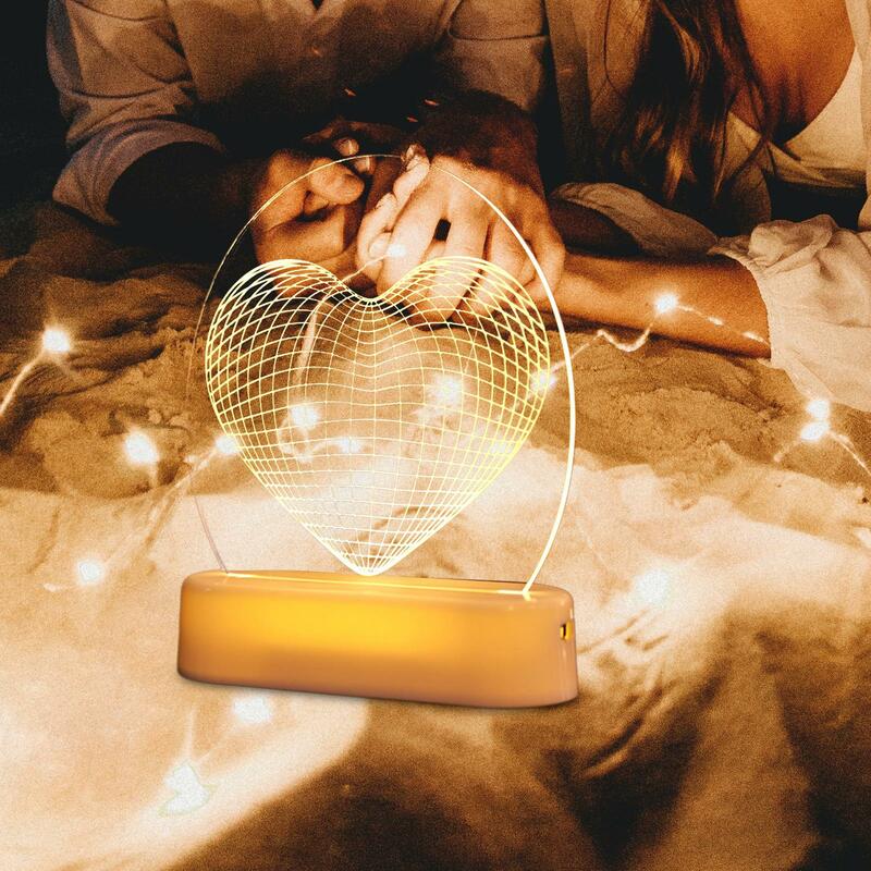Veilleuse LED en forme de cœur de Léon 3D, lanterne, enseigne lumineuse au néon, cadeaux de la Saint-Valentin, décoration de chambre d'enfant, fête, festival