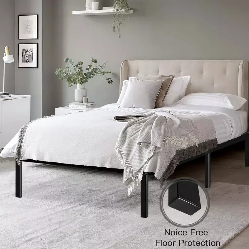 18 "rama łóżka, wysoka wysokość rama łóżka bez sprężyn skrzynkowych, z metalowym rozmiarem platformy do przechowywania