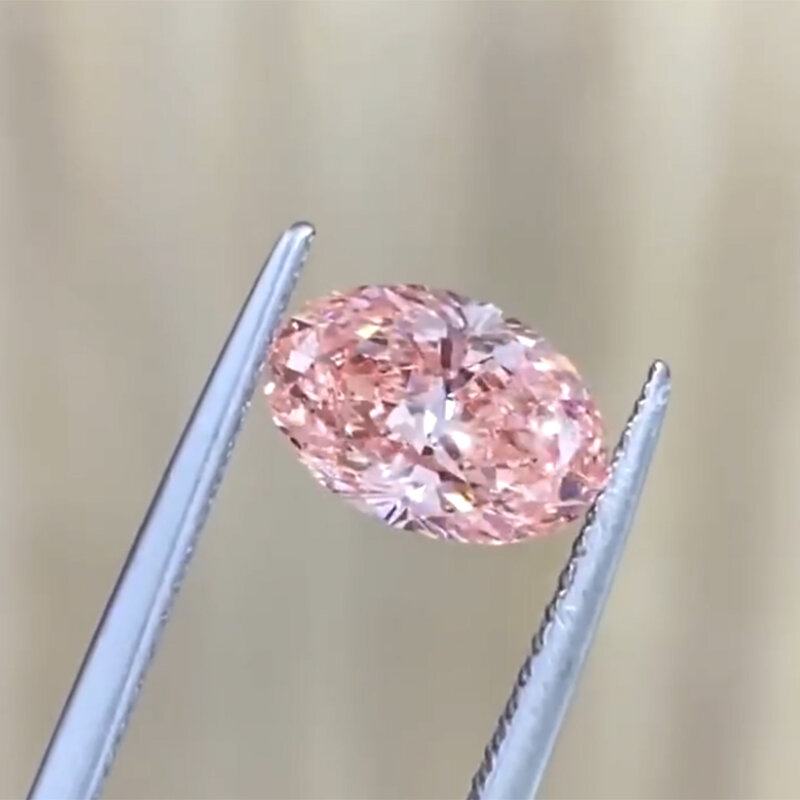 Cvd laboratório crescido diamante flor de cerejeira rosa forma oval 1.22ct