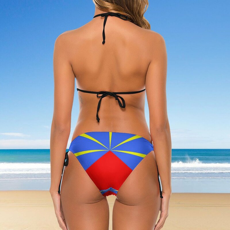 Bikini con imán para mujer, traje de baño Sexy de alta calidad, ropa de playa divertida, novedad, Isla de Reunión, 974
